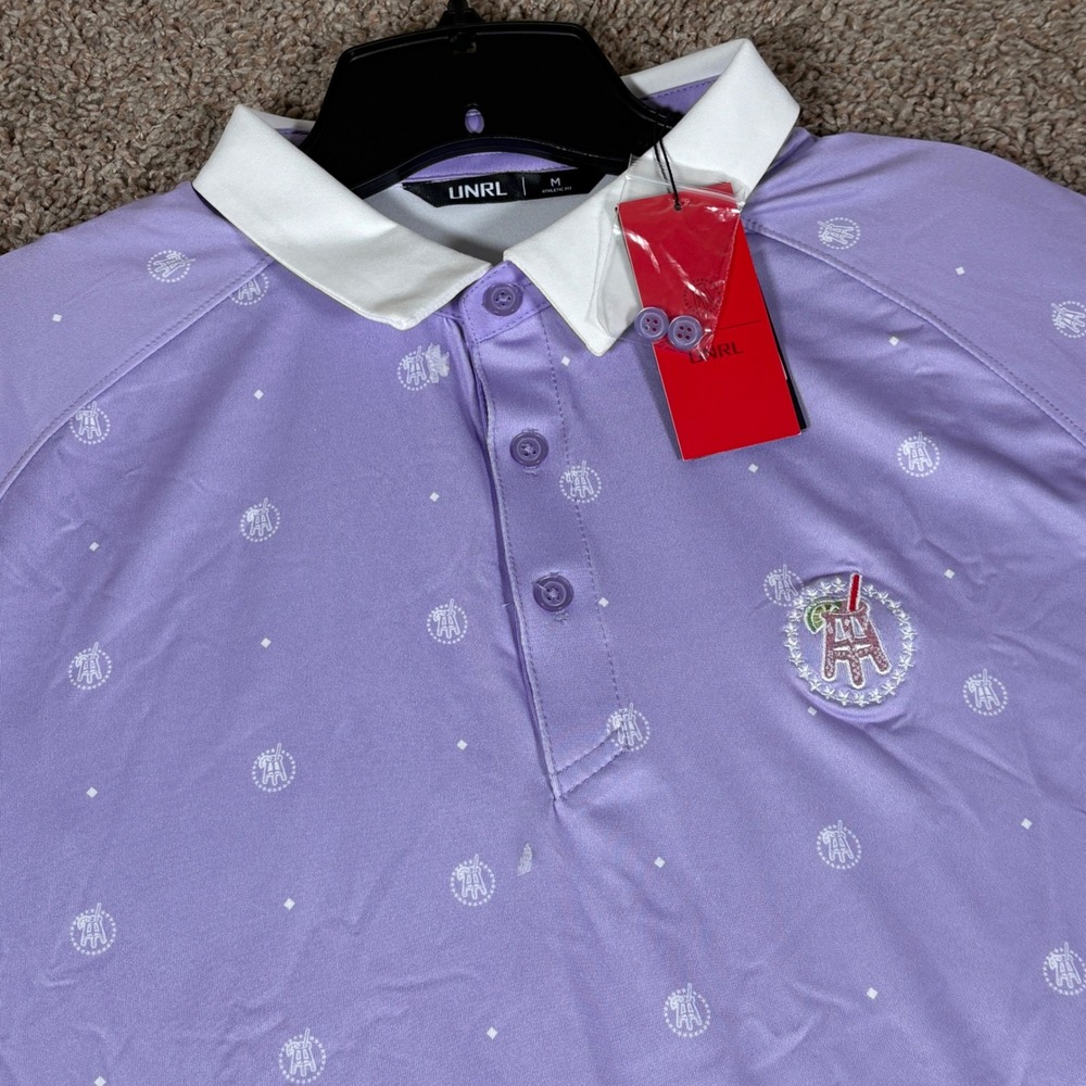 UNRL x Barstool Sports Transfusion Printed Polo Purple Mens M XBAR13419-M NEW